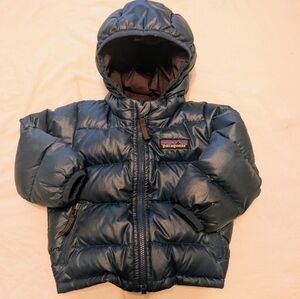 Patagonia Hi Loft Puffer Insulated Jacket Baby Boy 3-6 Month Teal Blue Hoody